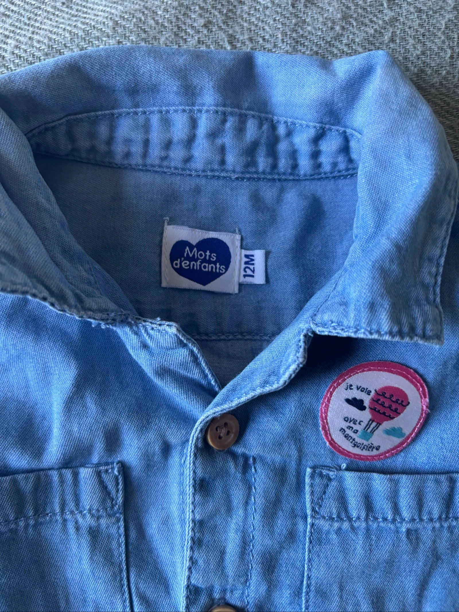183/ Camisa de jean suave - Mots d’enfants - 12 meses – photo 3